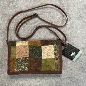 Donna Sharp Earth Patch Wallet Quilted Crossbody Bag Camo brown green NWT